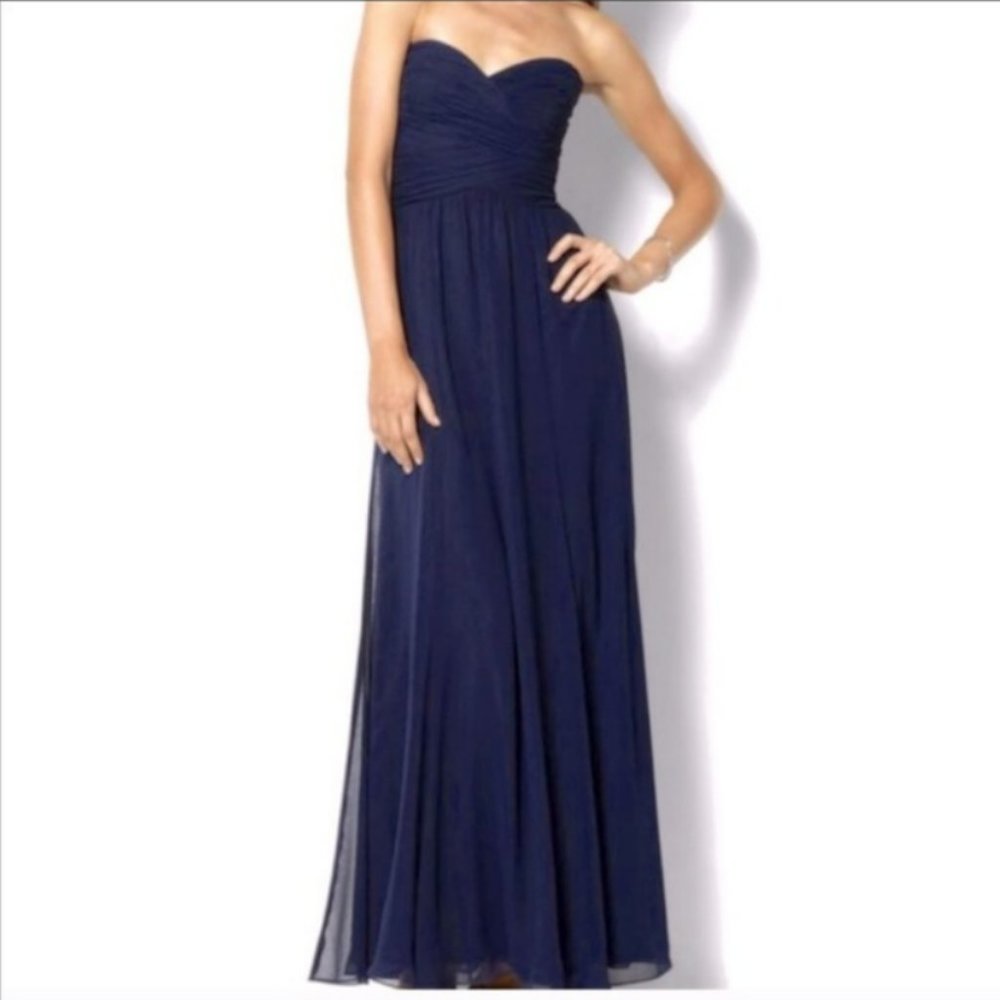 Ralph Lauren Strapless Navy Full Length Dress Size 2 New With Tags On